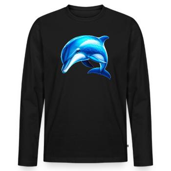 Delfin - Männer Premium Bio Langarmshirt - Schwarz - Vorne - Nico (187cm)