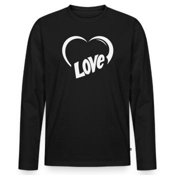 Herz-Liebe Grafik  - Männer Premium Bio Langarmshirt - Schwarz - Vorne - Nico (187cm)