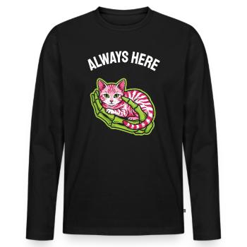 Always Fine Spruch Katze Skeletthand Kätzchen - Männer Premium Bio Langarmshirt - Schwarz - Vorne - Nico (187cm)
