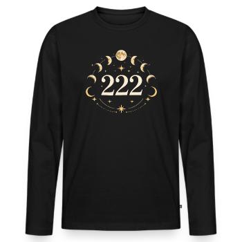 222 Mondharmonie - Männer Premium Bio Langarmshirt - Schwarz - Vorne - Nico (187cm)