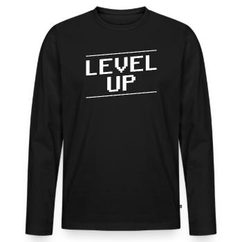 Montez de niveau en disant gamer - T-shirt manches longues Premium bio Homme - noir - Devant - Nico (187cm)