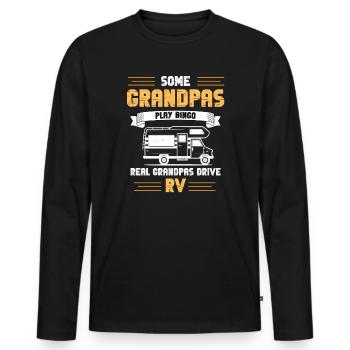 Real Grandpas Drive RV - T-shirt manches longues Premium bio Homme - noir - Devant - Nico (187cm)