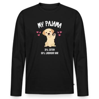 Petit chien de pyjama labrador mignon - T-shirt manches longues Premium bio Homme - noir - Devant - Nico (187cm)