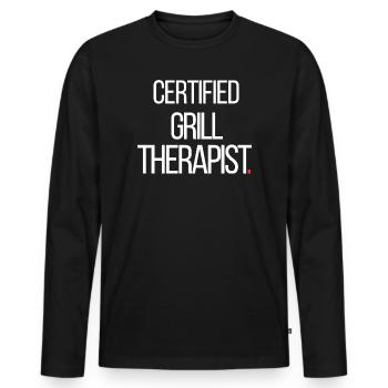 Certified Grill Therapist Funny BBQ - Men's Premium Organic Long Sleeve Shirt - black - Front - Nico (187cm)