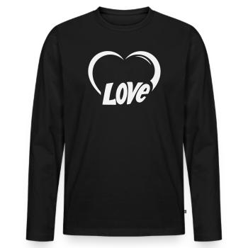Lettrage Heart Love - T-shirt manches longues Premium bio Homme - noir - Devant - Nico (187cm)