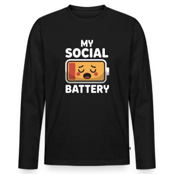 Social Battery Introvert Dead Battery Battery - Men's Premium Organic Long Sleeve Shirt - black - Front - Nico (187cm)