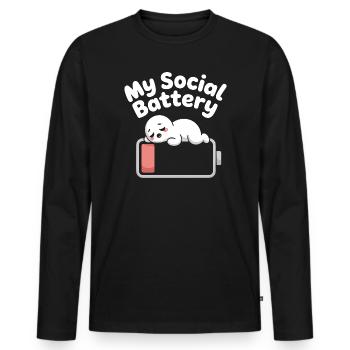 Social Battery Introvert Dead Battery Battery - Men's Premium Organic Long Sleeve Shirt - black - Front - Nico (187cm)