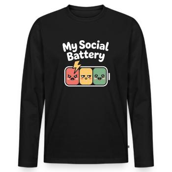 Social Battery Introvert Dead Battery Battery - Men's Premium Organic Long Sleeve Shirt - black - Front - Nico (187cm)