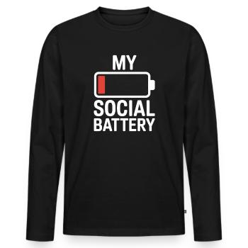 Social Battery Introvert Dead Battery Battery - Men's Premium Organic Long Sleeve Shirt - black - Front - Nico (187cm)