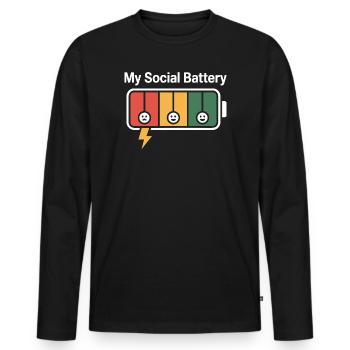 Social Battery Introvert Dead Battery Battery - Men's Premium Organic Long Sleeve Shirt - black - Front - Nico (187cm)