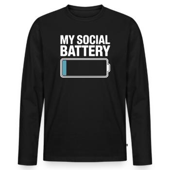 Social Battery Introvert Dead Battery Battery - Men's Premium Organic Long Sleeve Shirt - black - Front - Nico (187cm)