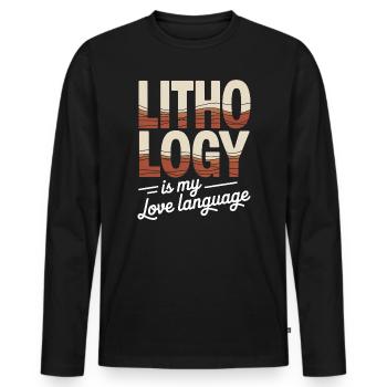 Lithologie Liebessprache Tee - Männer Premium Bio Langarmshirt - Schwarz - Vorne - Nico (187cm)