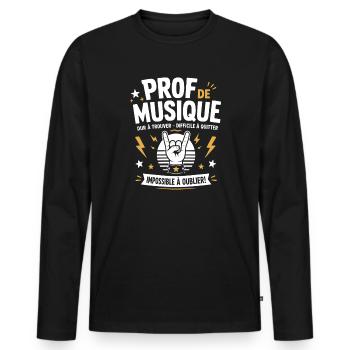 Prof de Musique Rock Inoubliable - T-shirt manches longues Premium bio Homme - noir - Devant - Nico (187cm)