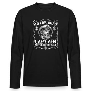 Motor Boat Captain Motorboatin SOB Humor - Men's Premium Organic Long Sleeve Shirt - black - Front - Nico (187cm)