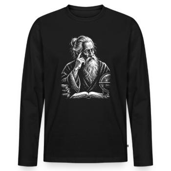 Scientist Old Man Wise Thinker - Men's Premium Organic Long Sleeve Shirt - black - Front - Nico (187cm)