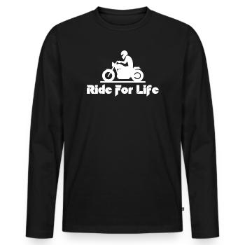 Moto pour la Vie – Silhouette Motarde - T-shirt manches longues Premium bio Homme - noir - Devant - Nico (187cm)