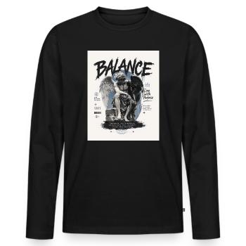 Balance - Männer Premium Bio Langarmshirt - Schwarz - Vorne - Nico (187cm)