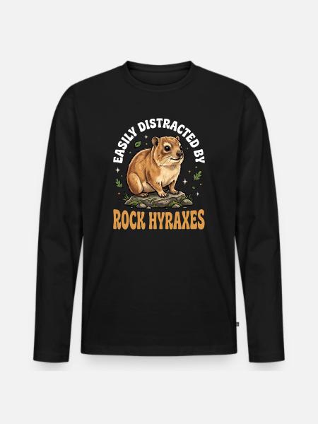 Easily distracted by rock hyraxes - Men's Premium Organic Long Sleeve Shirt - black