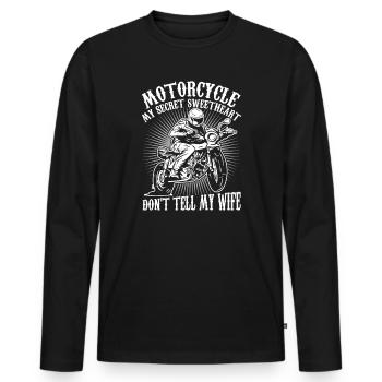 Motorcycle Secret Sweetheart Not Revealed - Men's Premium Organic Long Sleeve Shirt - black - Front - Nico (187cm)