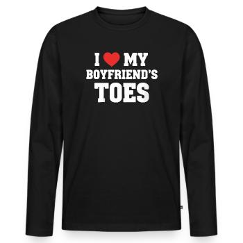 J’adore les orteils de mon copain - T-shirt manches longues Premium bio Homme - noir - Devant - Nico (187cm)