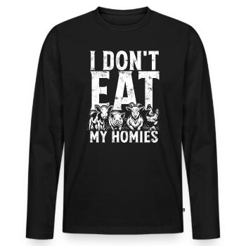 Les potes de la ferme ne mangent pas mes potes - T-shirt manches longues Premium bio Homme - noir - Devant - Nico (187cm)