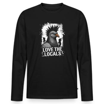 Love The Locals Crowned Pigeon Vintage Style Bird - Men's Premium Organic Long Sleeve Shirt - black - Front - Nico (187cm)