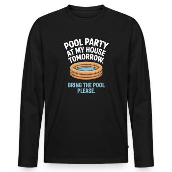 Fête à la piscine Amenez la piscine Fête d’été à la piscine en remarque - T-shirt manches longues Premium bio Homme - noir - Devant - Nico (187cm)