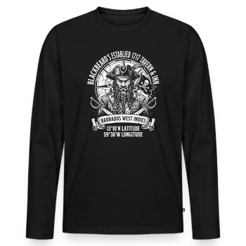 Graphique du pirate Barbe Noire à la Barbade - T-shirt manches longues Premium bio Homme - noir - Devant - Nico (187cm)