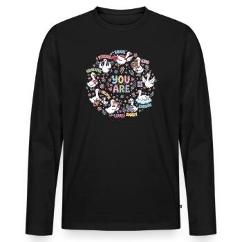 Cercle des canards vous êtes aimés - T-shirt manches longues Premium bio Homme - noir - Devant - Nico (187cm)