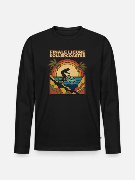 Finale Ligure Rollercoaster Retro Enduro MTB - Men's Premium Organic Long Sleeve Shirt - black