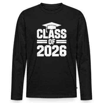 Classe de 2026 - T-shirt manches longues Premium bio Homme - noir - Devant - Nico (187cm)