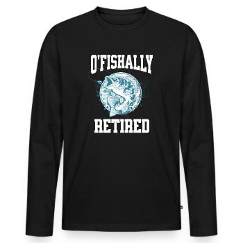 Ofishally Retired Funny Fishing Retirement Gift - Men's Premium Organic Long Sleeve Shirt - black - Front - Nico (187cm)