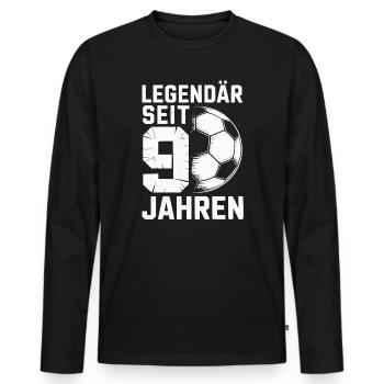Geburtstag 9 Jahre Fussball - Männer Premium Bio Langarmshirt - Schwarz - Vorne - Nico (187cm)