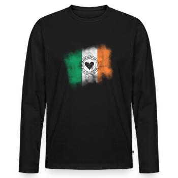 Ireland Flag | Made With Love Retro Design - Men's Premium Organic Long Sleeve Shirt - black - Front - Nico (187cm)