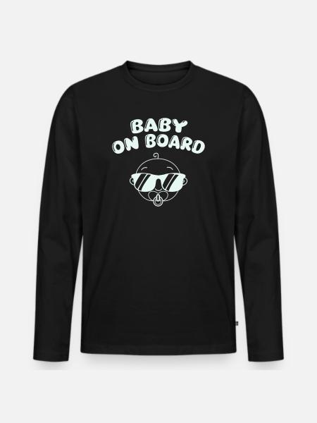 Baby On Board Retro Sunglasses - Men's Premium Organic Long Sleeve Shirt - black