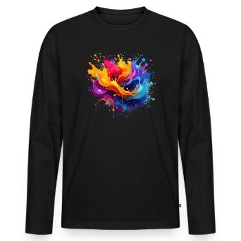 Colour explosion splashes - Men's Premium Organic Long Sleeve Shirt - black - Front - Nico (187cm)