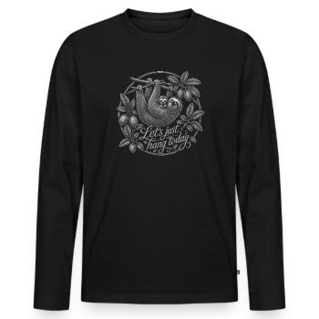 Faultier Mama mit Baby – Let's Hang Today - Männer Premium Bio Langarmshirt - Schwarz - Vorne - Nico (187cm)