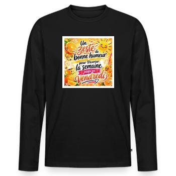Un zeste de bonne humeur pour traverser la semaine - T-shirt manches longues Premium bio Homme - noir - Devant - Nico (187cm)