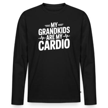 Meine Enkelkinder sind mein Cardio - Männer Premium Bio Langarmshirt - Schwarz - Vorne - Nico (187cm)