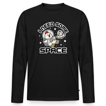 I Need Some Space  - Weltraum Chicken Astronaut - Männer Premium Bio Langarmshirt - Schwarz - Vorne - Nico (187cm)