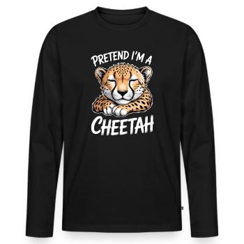 Cheetah Sayings Cheetah Funny Cheetah Gift - Men's Premium Organic Long Sleeve Shirt - black - Front - Nico (187cm)