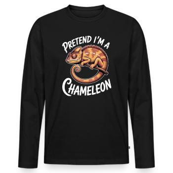 Drôles de Dictons Caméléon Cadeau Caméléon - T-shirt manches longues Premium bio Homme - noir - Devant - Nico (187cm)
