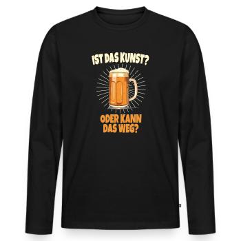 Ist das Kunst Oder Kann Das Weg Bier Spruch - Männer Premium Bio Langarmshirt - Schwarz - Vorne - Nico (187cm)