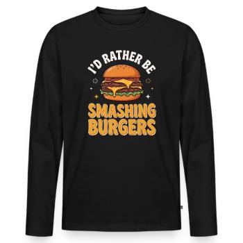 Ich würde lieber Burger smashen. - Männer Premium Bio Langarmshirt - Schwarz - Vorne - Nico (187cm)