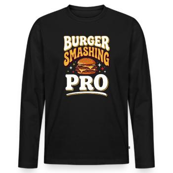 Burger Crush Professional - T-shirt manches longues Premium bio Homme - noir - Devant - Nico (187cm)