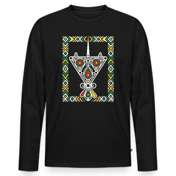 Bijoux de Kabylie - T-shirt manches longues Premium bio Homme - noir - Devant - Nico (187cm)