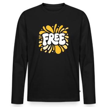 Liberty in Pop Yellow Shards - Männer Premium Bio Langarmshirt - Schwarz - Vorne - Nico (187cm)