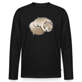 Schlafende Fluff-Katze - Männer Premium Bio Langarmshirt - Schwarz - Vorne - Nico (187cm)