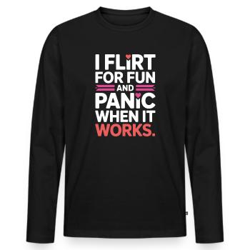 Je flirte pour le plaisir Panique quand ça marche Flirte célibataire - T-shirt manches longues Premium bio Homme - noir - Devant - Nico (187cm)