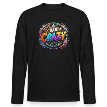 DAS CRAZY Neon Explosion - Männer Premium Bio Langarmshirt - Schwarz - Vorne - Nico (187cm)